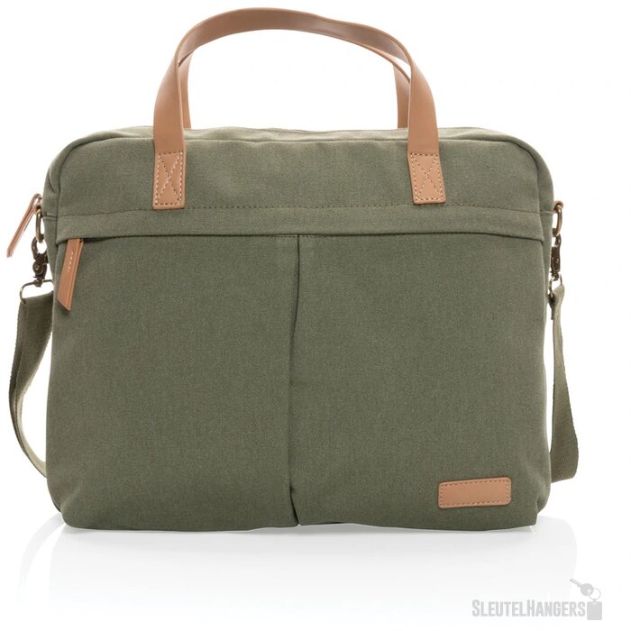 Impact AWARE™ 16 oz. recycled canvas laptoptas groen