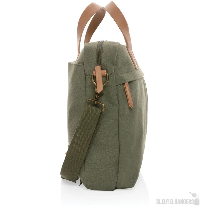 Impact AWARE™ 16 oz. recycled canvas laptoptas groen