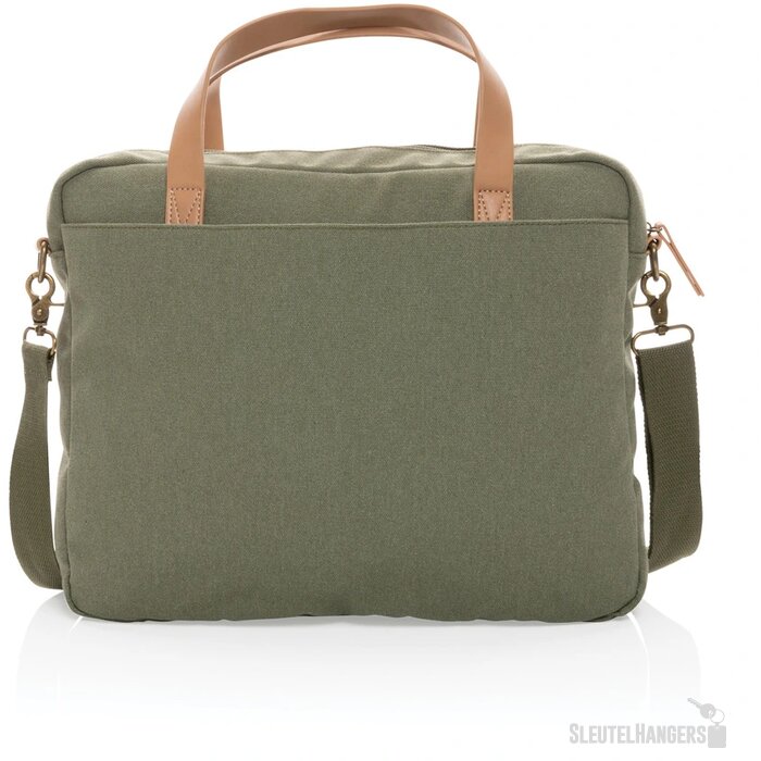 Impact AWARE™ 16 oz. recycled canvas laptoptas groen