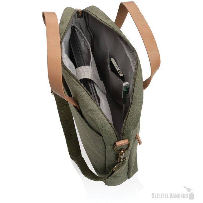Impact AWARE™ 16 oz. recycled canvas laptoptas groen