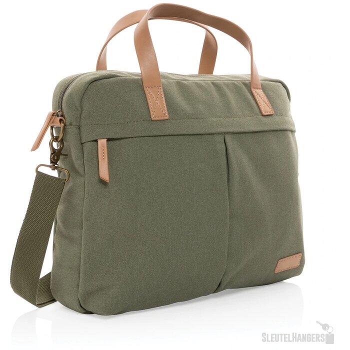 Impact AWARE™ 16 oz. recycled canvas laptoptas groen