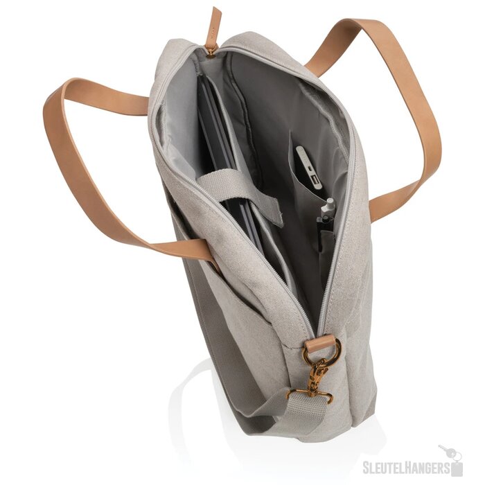 Impact AWARE™ 16 oz. recycled canvas laptoptas grijs