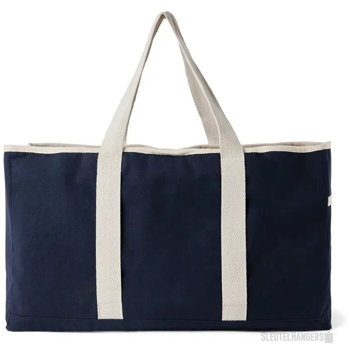VINGA Volonne AWARE™ recycled canvas strandtas blauw, gebroken wit