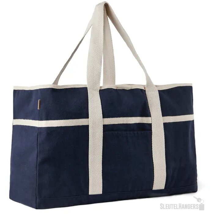 VINGA Volonne AWARE™ recycled canvas strandtas blauw, gebroken wit