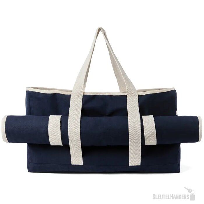 VINGA Volonne AWARE™ recycled canvas strandtas blauw, gebroken wit