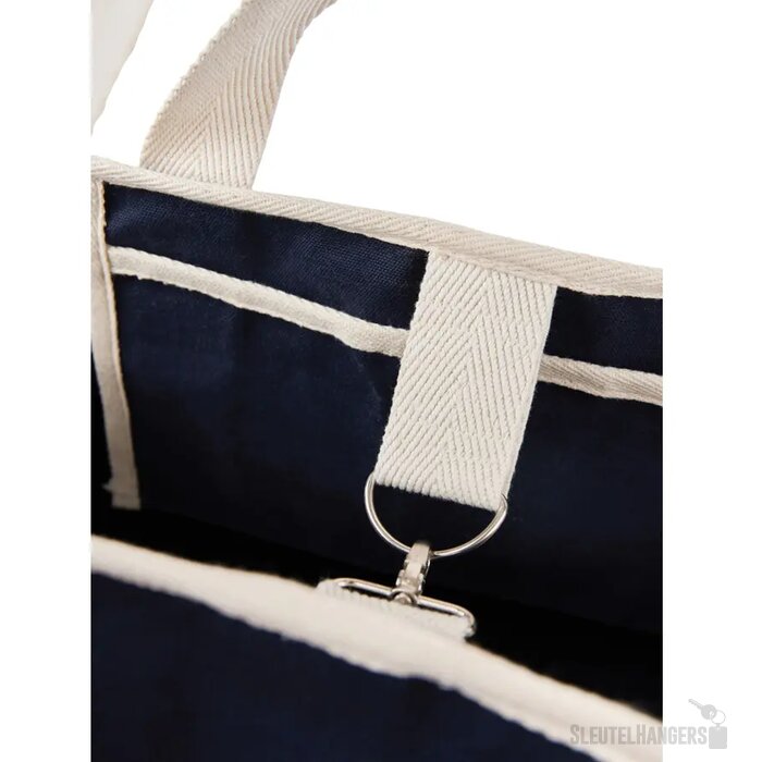 VINGA Volonne AWARE™ recycled canvas strandtas blauw, gebroken wit