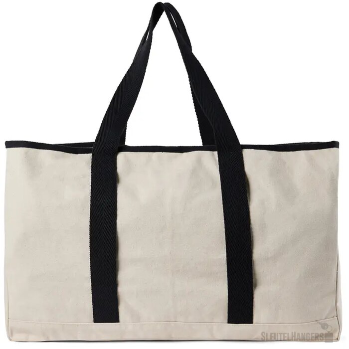 VINGA Volonne AWARE™ recycled canvas strandtas gebroken wit, zwart