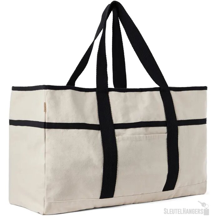 VINGA Volonne AWARE™ recycled canvas strandtas gebroken wit, zwart