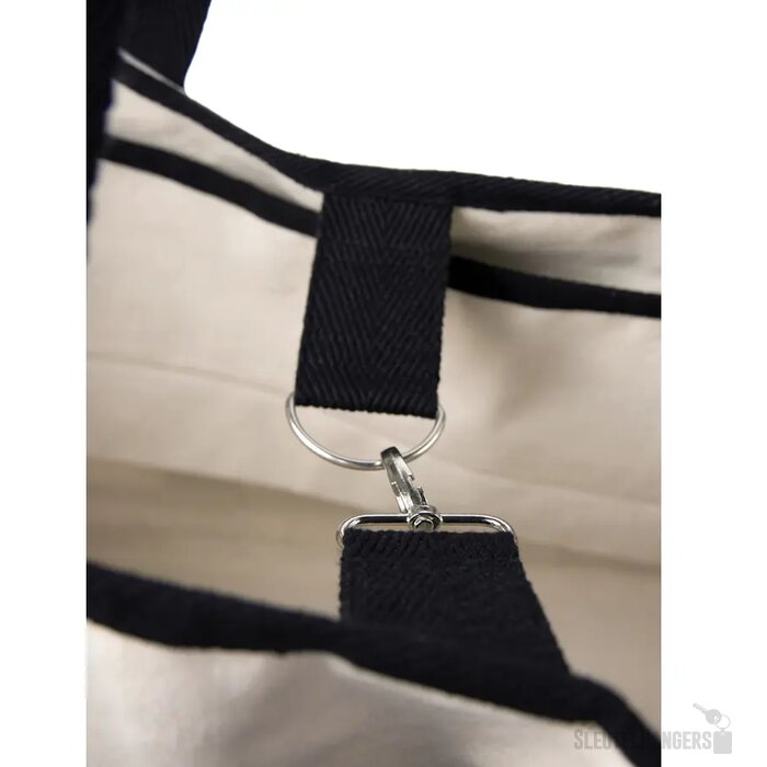 VINGA Volonne AWARE™ recycled canvas strandtas gebroken wit, zwart