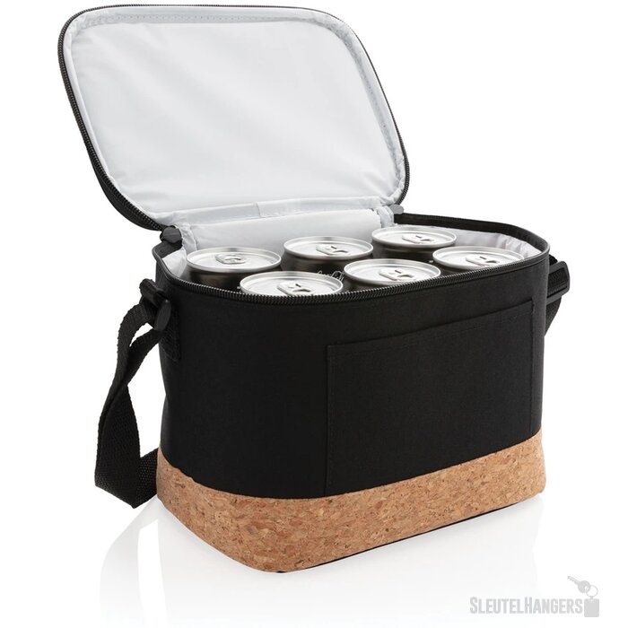 Duo tone koeltas met kurkdetail zwart