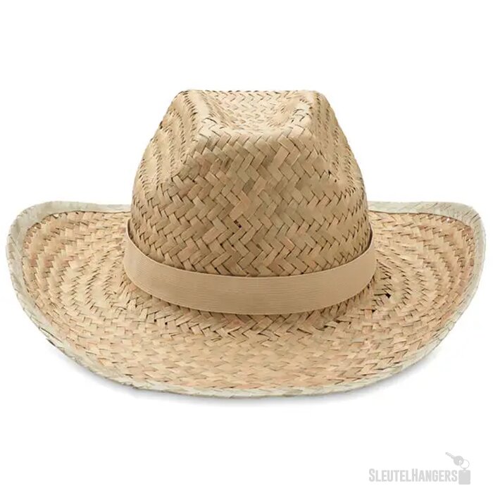 Stro cowboyhoed met band Beige