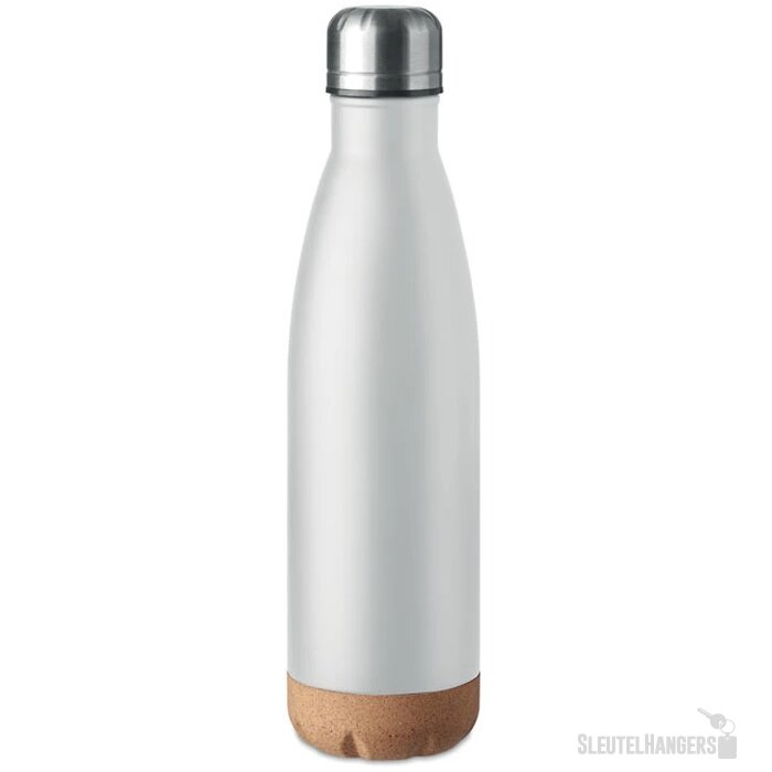 RVS thermosfles met kurk detail Wit