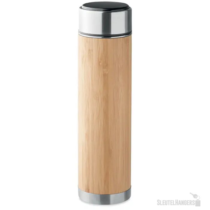 Bamboe thermosfles met LED-thermometer Bruin 480 ml