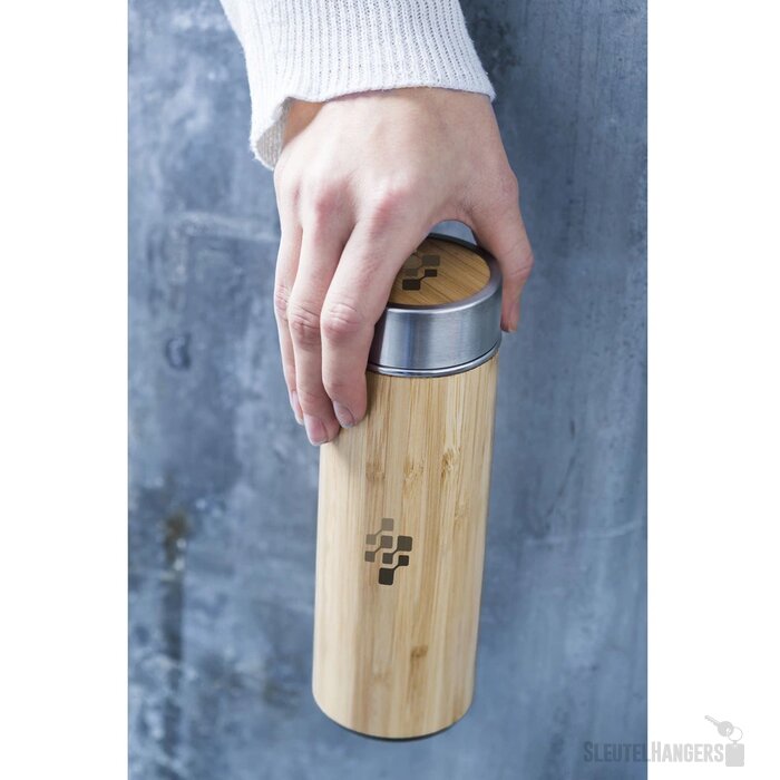 Bamboe Thermosfles Met Theezeefje Bruin