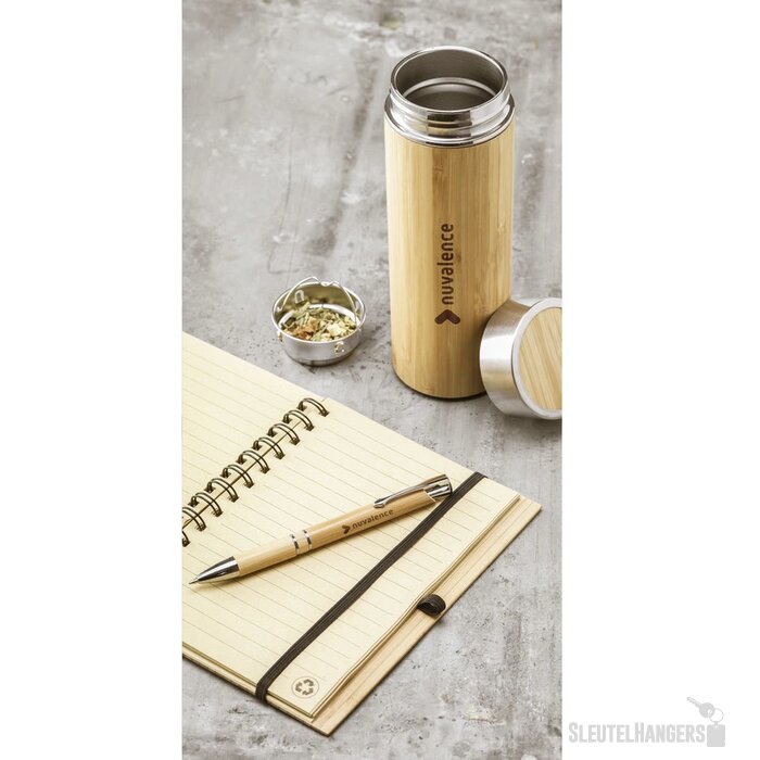 Bamboe Thermosfles Met Theezeefje Bruin