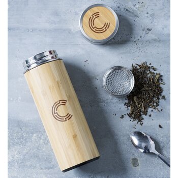 Bamboe Thermosfles Met Theezeefje Bruin