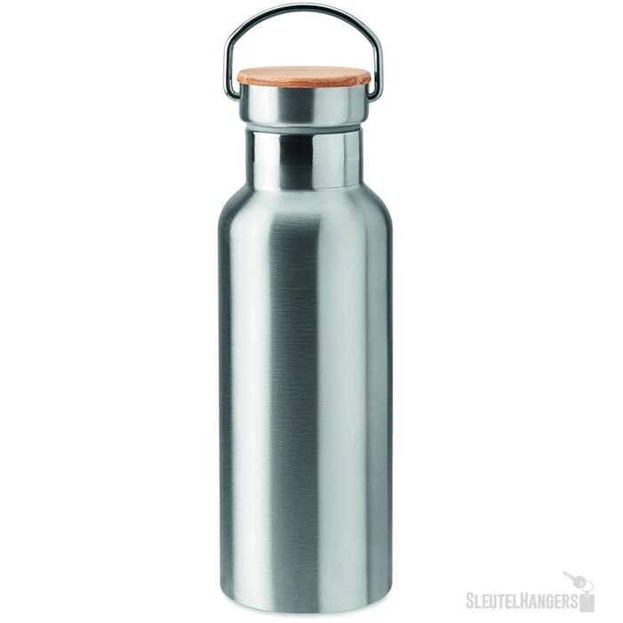 Dubbelwandige thermosfles Zilver