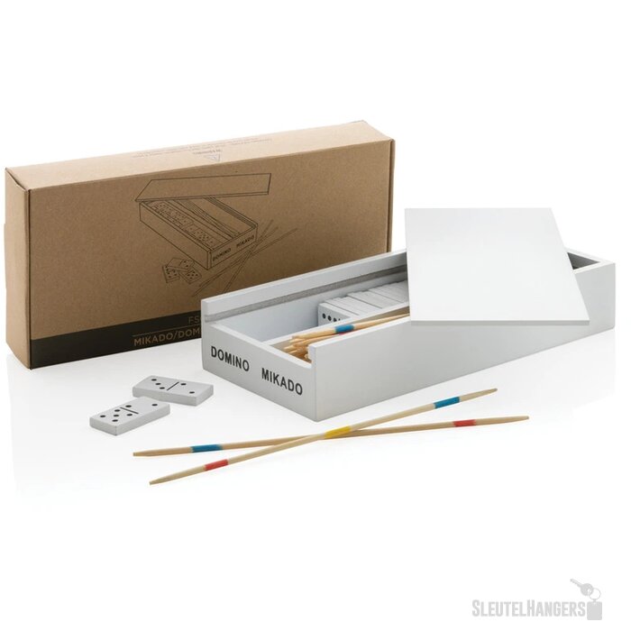 Deluxe mikado/domino in houten doos wit