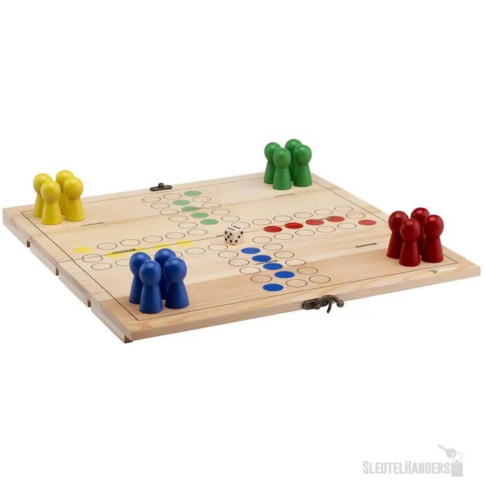 Wijnkist Met Bordspel Zwart/Bruin