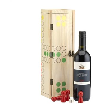 Wijnkist Met Bordspel Zwart/Bruin