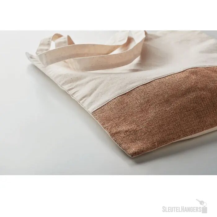 Tote bag met jute onderzijde Beige