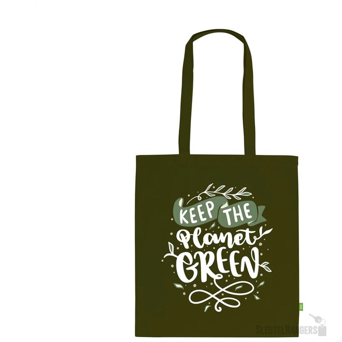 Eco Tote Bag Met Lange Hengsels Olijf