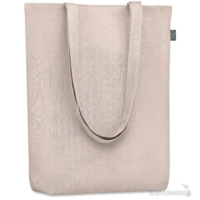 Hennep tote bag met lange hengsels Beige
