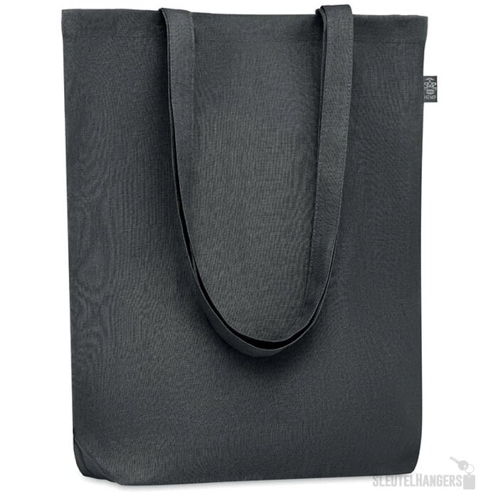 Hennep tote bag met lange hengsels Zwart