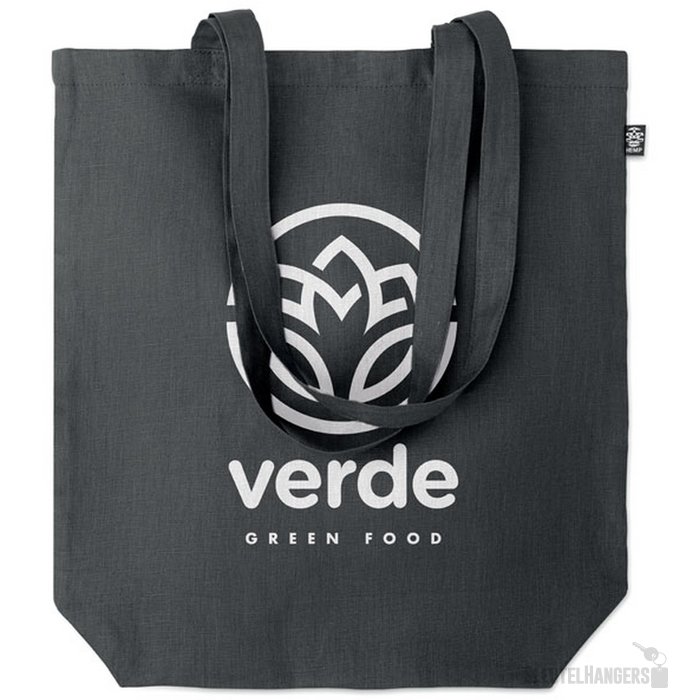Hennep tote bag met lange hengsels Zwart
