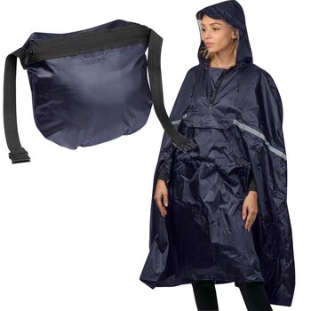 Opvouwbare poncho in heuptasje Kobaltblauw