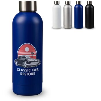 Dubbelwandige vacuüm fles met mattte-look 500ml donker blauw 500 ml