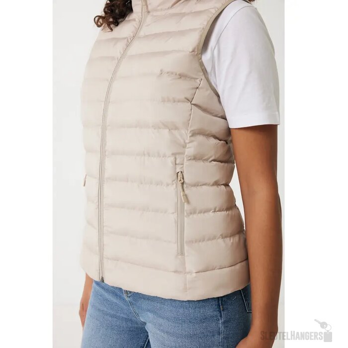 Iqoniq Meru dames gerecycled polyester bodywarmer beige