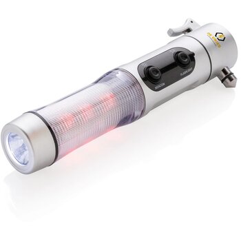 Veiligheidszaklamp met noodhamer zilver