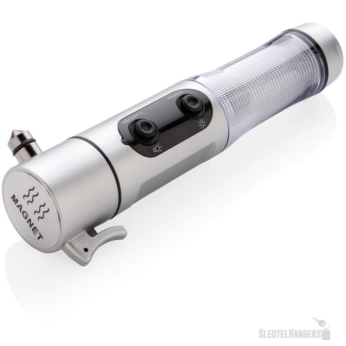 Veiligheidszaklamp met noodhamer zilver