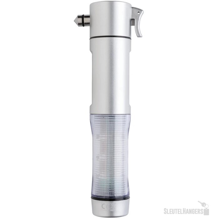 Veiligheidszaklamp met noodhamer zilver