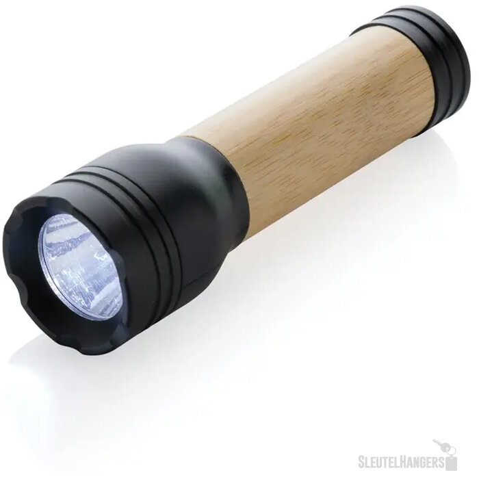 Lucid 1W RCS gerecycled plastic & bamboo zaklamp zwart, bruin