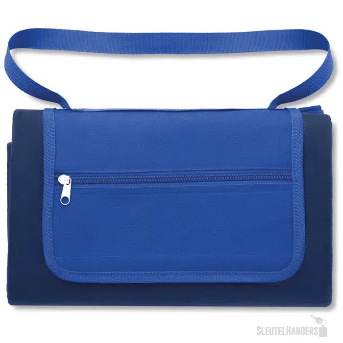 Fleece picknickkleed met schouderriem Blauw
