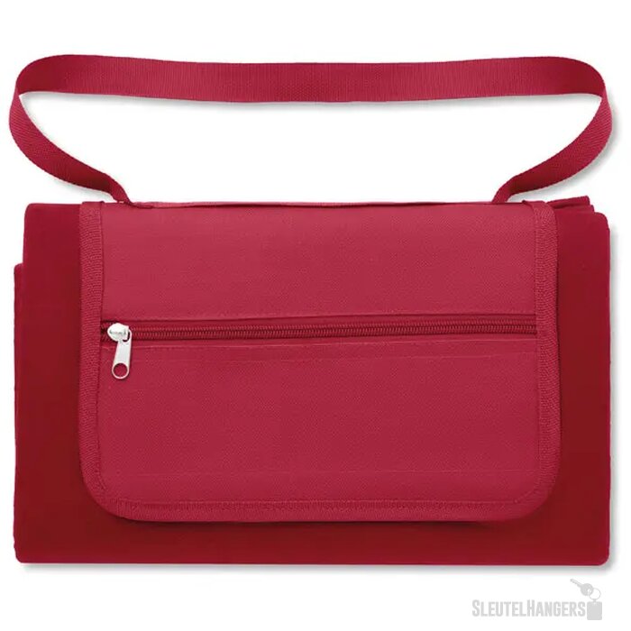 Fleece picknickkleed met schouderriem Rood