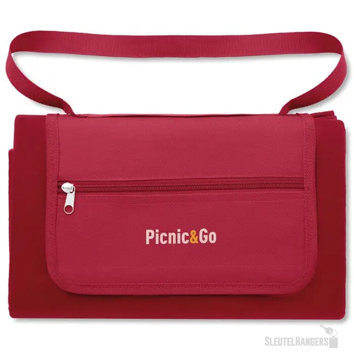 Fleece picknickkleed met schouderriem Rood