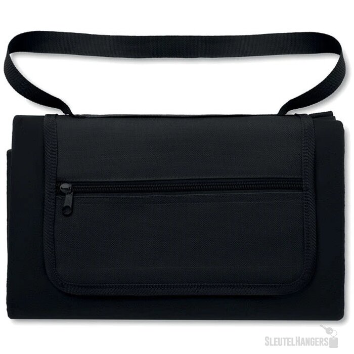 Fleece picknickkleed met schouderriem Zwart