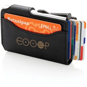 Standaard aluminium RFID kaarthouder met PU portemonnee zwart