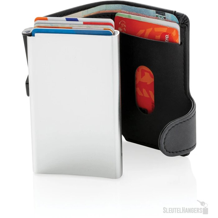 Standaard aluminium RFID kaarthouder met PU portemonnee zwart