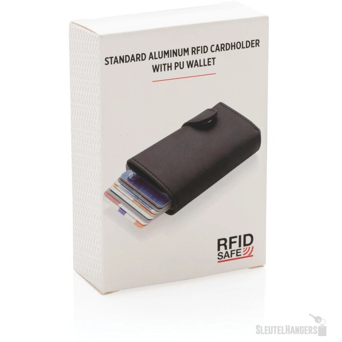 Standaard aluminium RFID kaarthouder met PU portemonnee zwart