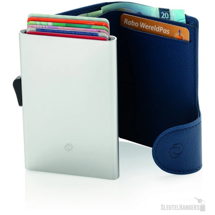 C-Secure aluminium RFID kaarthouder & portemonnee blauw