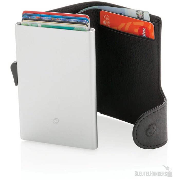 C-Secure aluminium RFID kaarthouder & portemonnee zwart, zilver