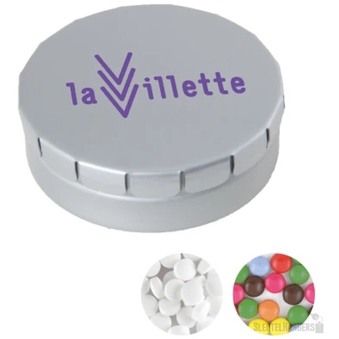 Rond click clack pepermunt blikje Lichtgrijs