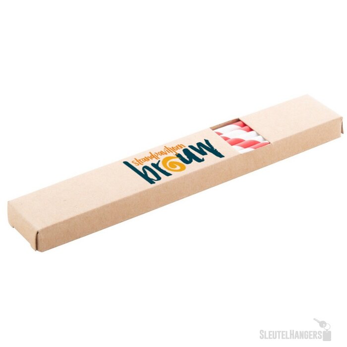Doosje met 10 papieren rietjes Rood