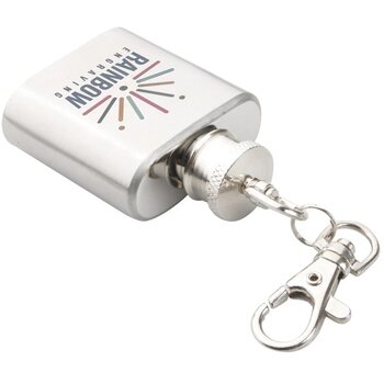 Heupfles Met Sleutelhanger  Zilver Heupfles Met Sleutelhanger  Zilver