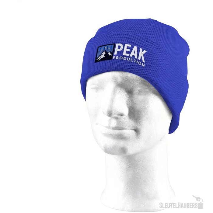 Gebreide Muts Met Omslag Kobaltblauw
