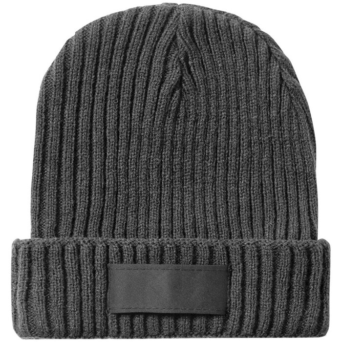 Gebreide Wintermuts Met Patch Grijs